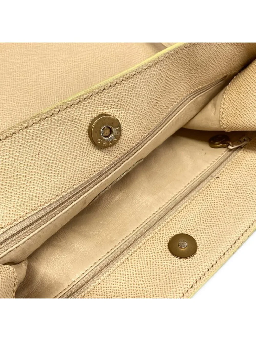 Chanel Tote Bag Beige Gold Logo